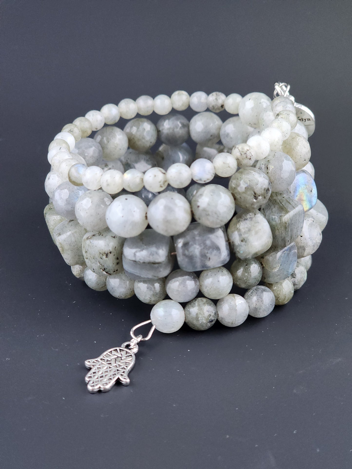 Labradorite Stone Beaded Coil Bracelet