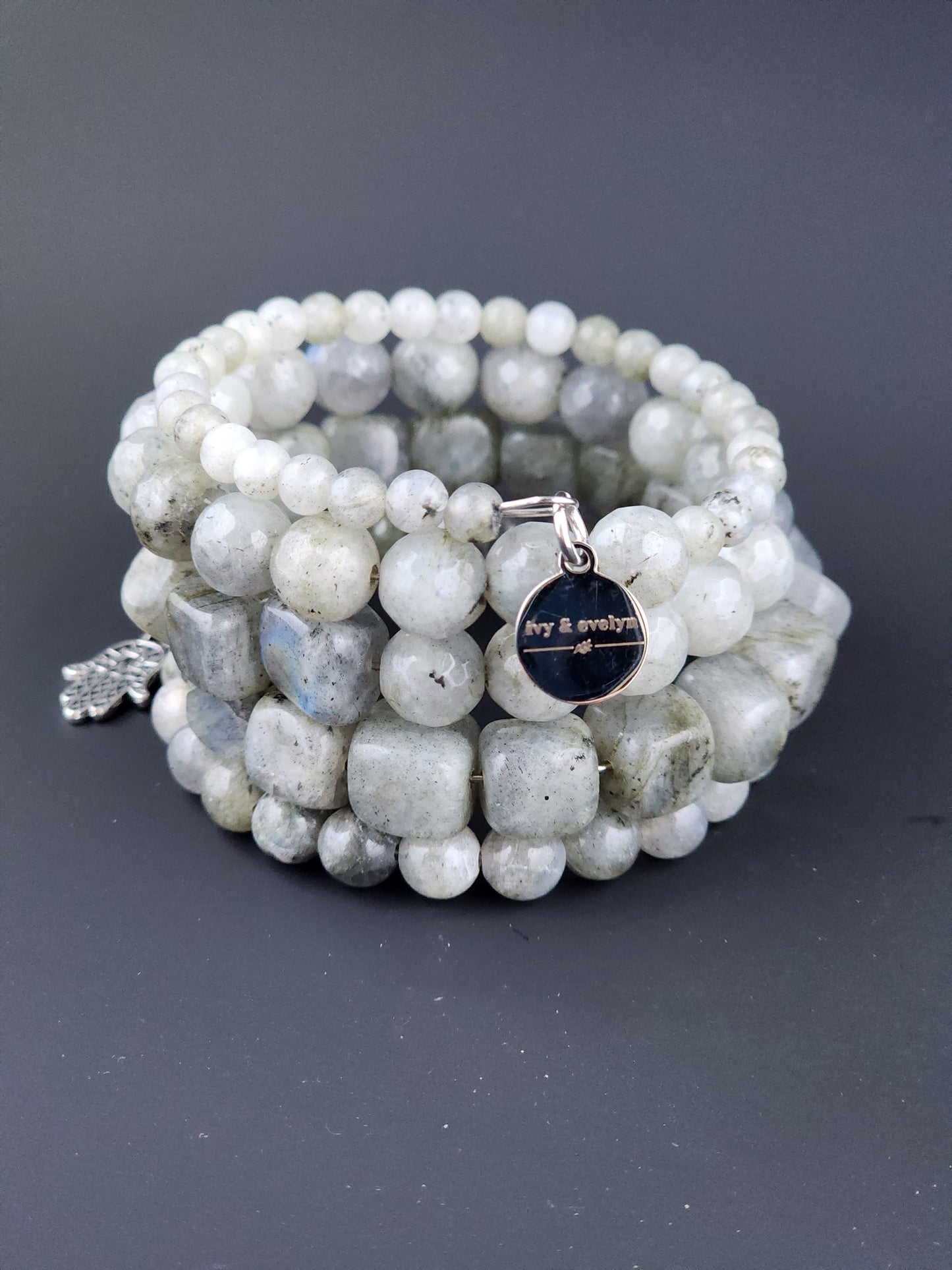 Labradorite Stone Beaded Coil Bracelet