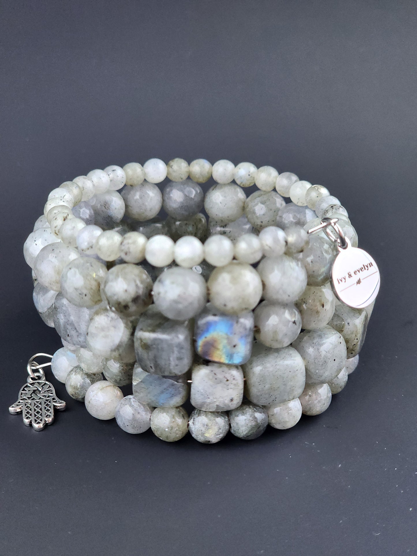 Labradorite Stone Beaded Coil Bracelet