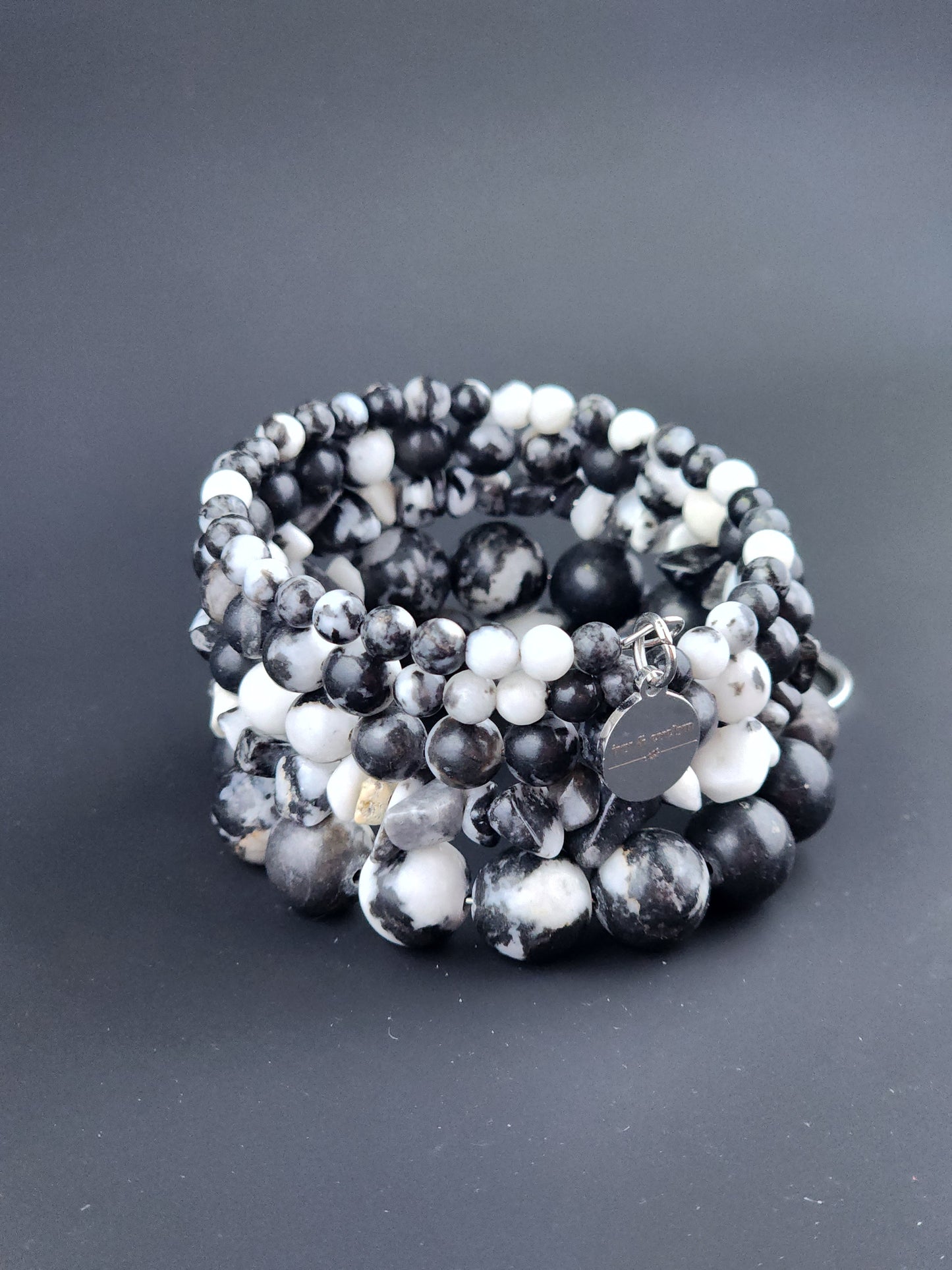 Black & White Zebra Stone Coil Bracelet