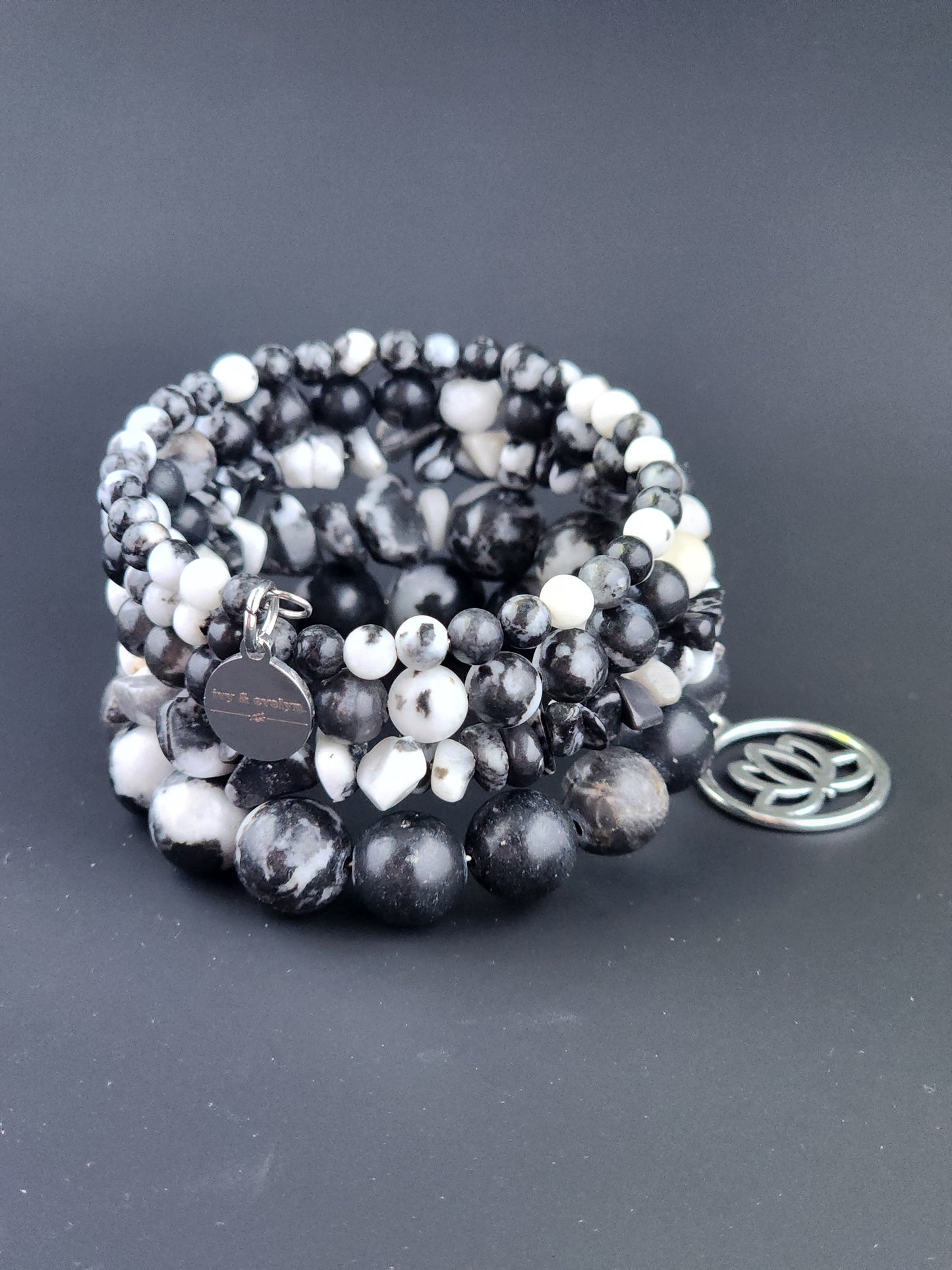 Black & White Zebra Stone Coil Bracelet