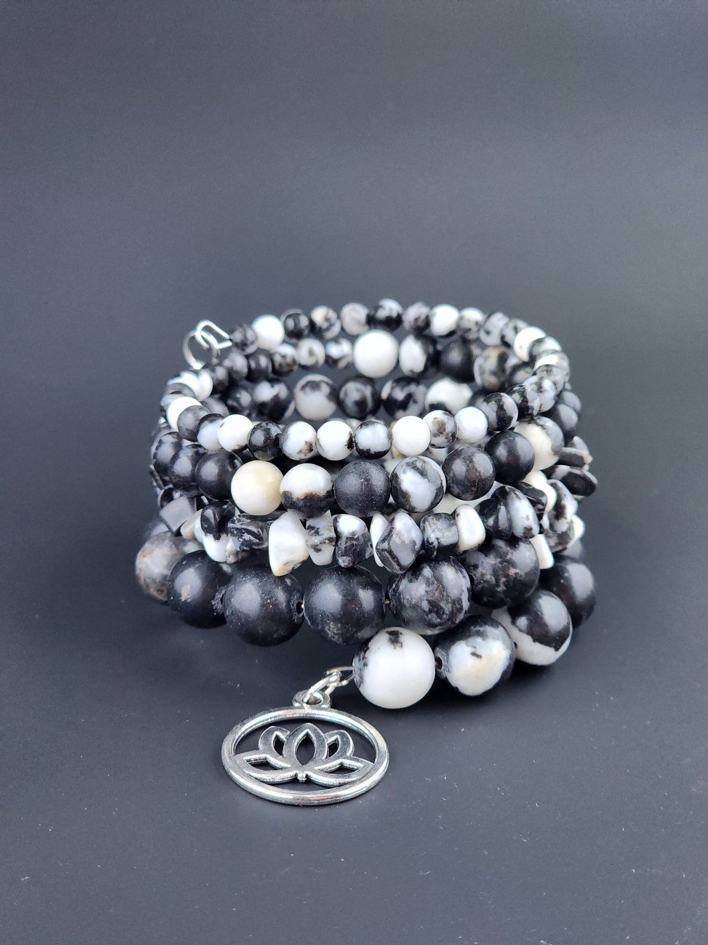 Black & White Zebra Stone Coil Bracelet