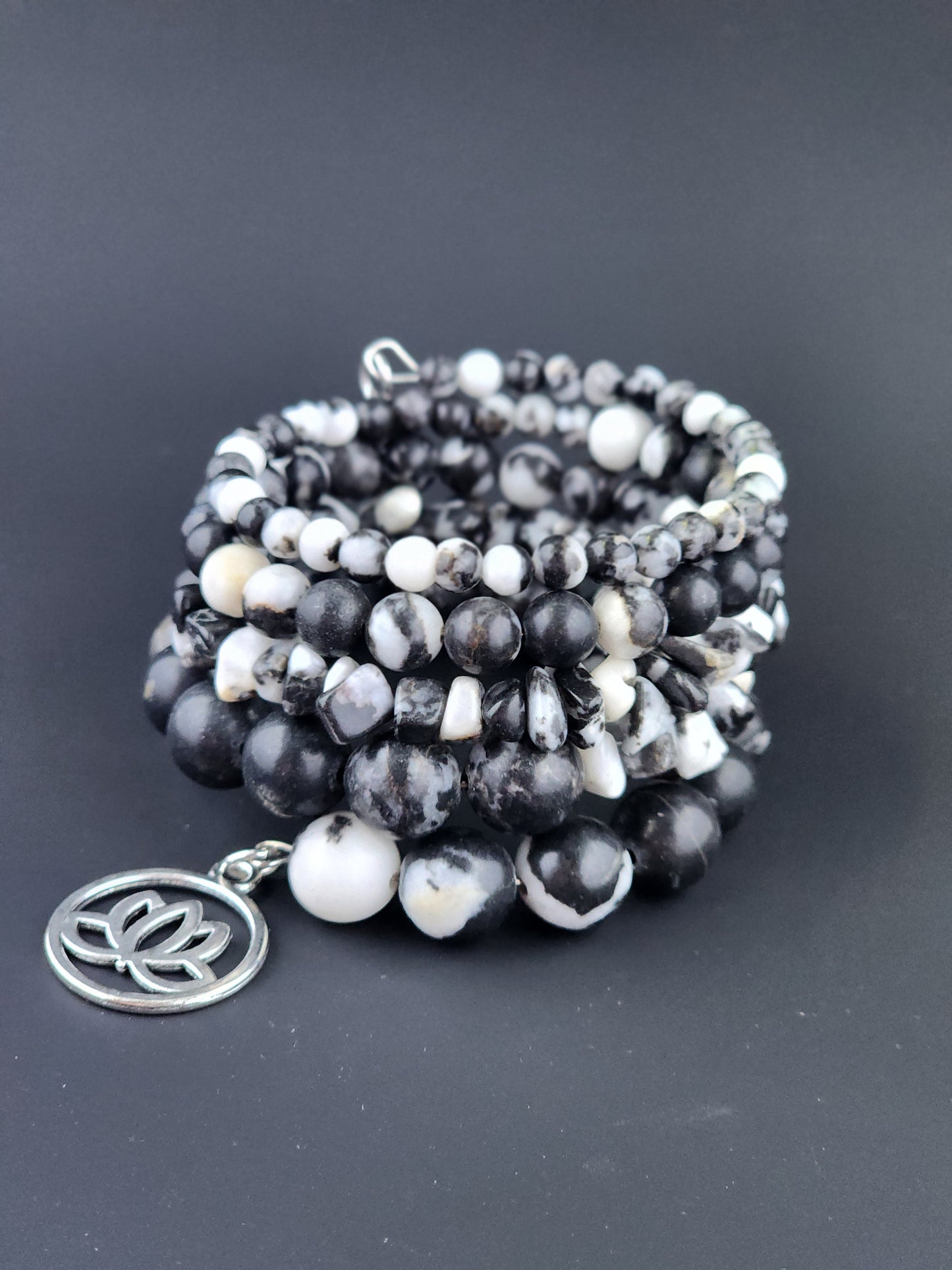 Black & White Zebra Stone Coil Bracelet