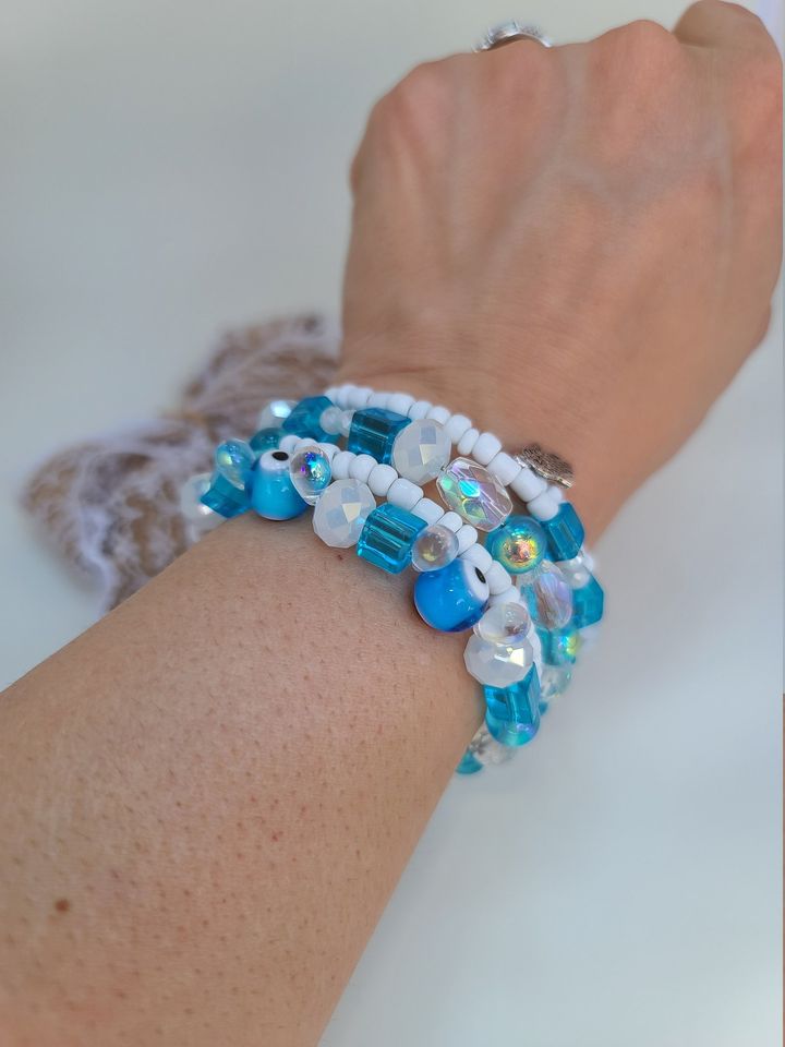 Blue and White Evil Eye Bracelet