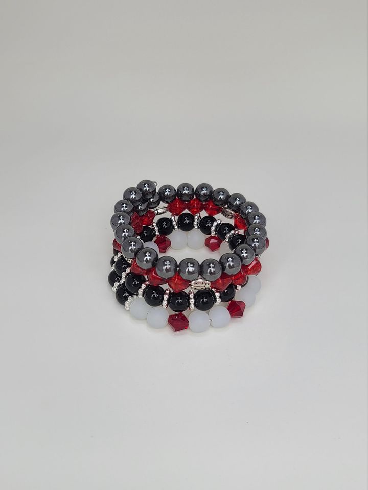 Ladybug Beaded Coil Bracelet with Hematite