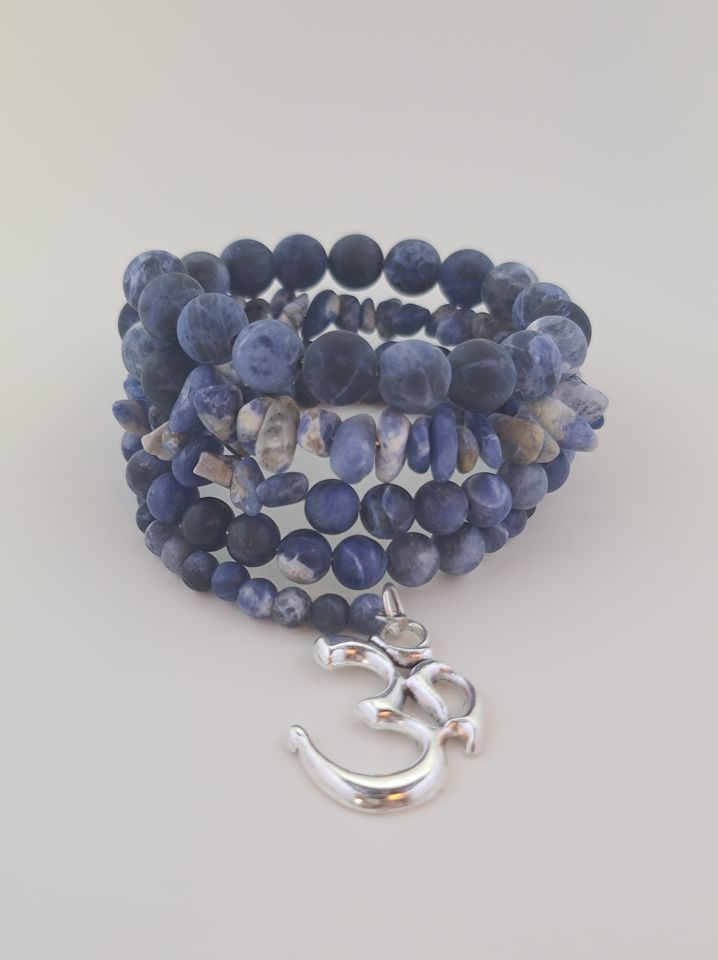 Gemstone Lapis Beaded Cuff Bracelet