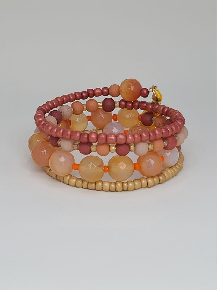 Orange Agate Beaded Bracelet