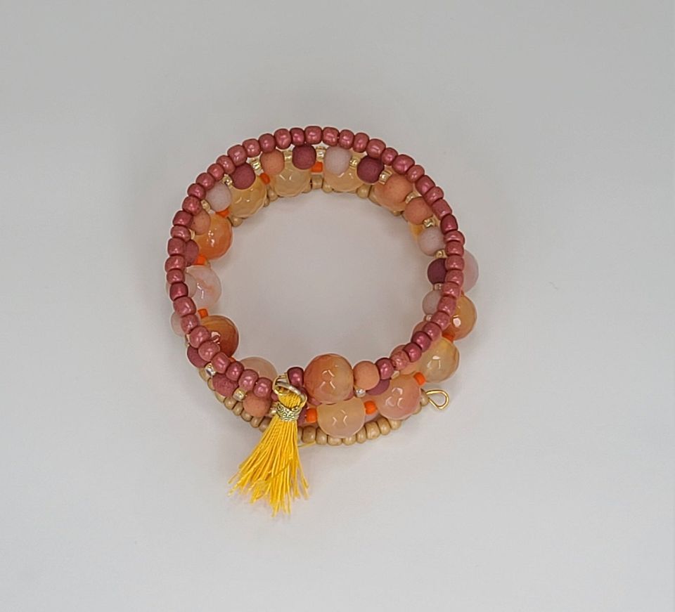 Orange Agate Beaded Bracelet