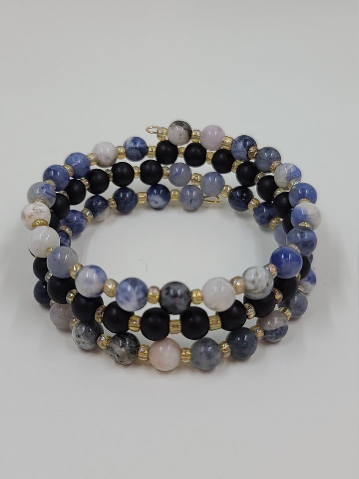 Beaded Sodalite Coil Bracelet