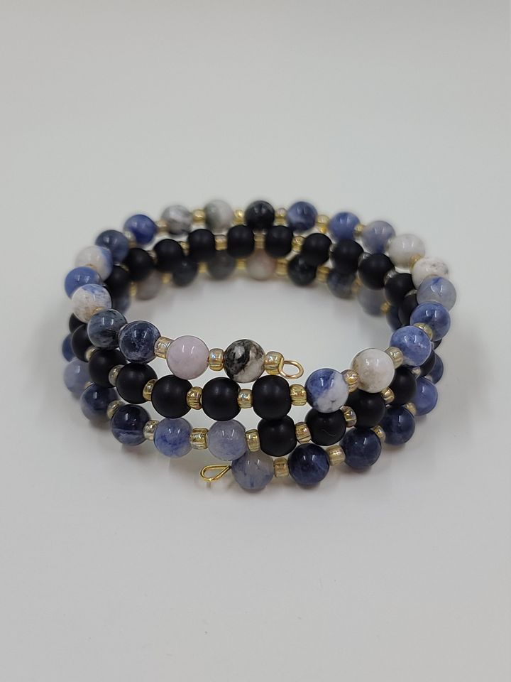 Beaded Sodalite Coil Bracelet