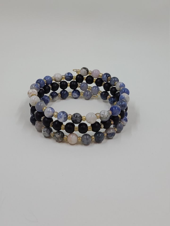 Beaded Sodalite Coil Bracelet