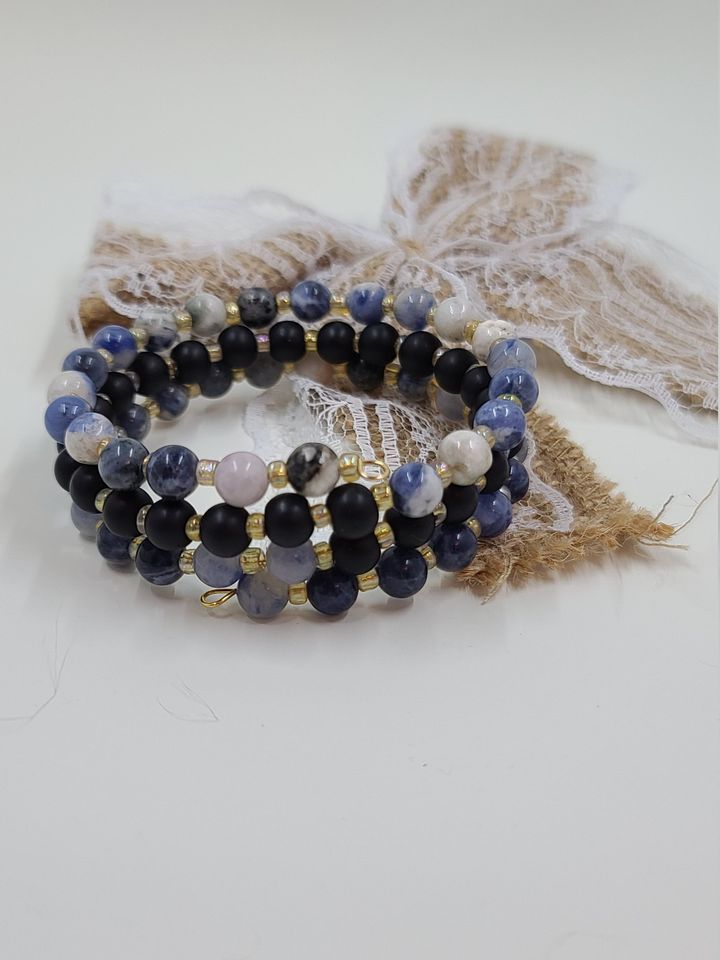 Beaded Sodalite Coil Bracelet